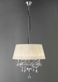 Olivia Polished Chrome-Ivory Cream Crystal Ceiling Lights Diyas Shaded Crystal Fittings